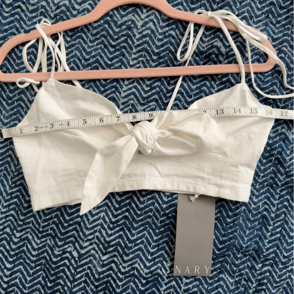 NARY Koh Kong White Linen Tie Strap Shirred Bandeau Top Size Small GARMENTORY - Picture 8 of 8